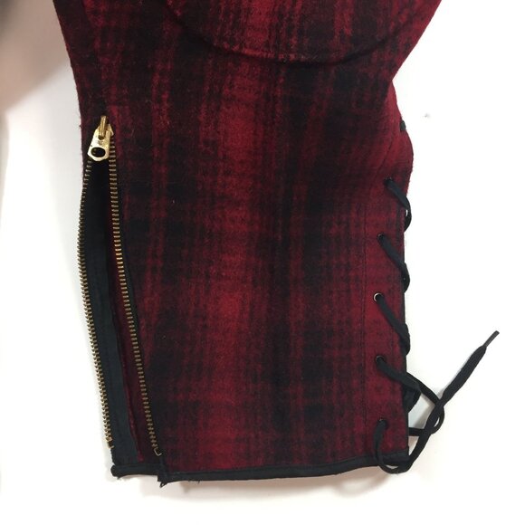 Vintage 1940s Mens Woolrich Mackinaw Red Black Plaid Pants Hunting Wool Size 46 - Picture 6 of 13